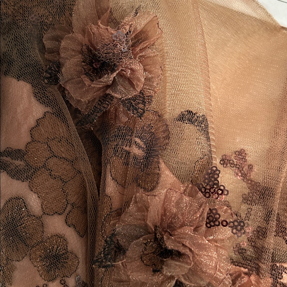 Tadashi Shoji Sylvia Embroidered Illusion Gown - Picture 6 of 14